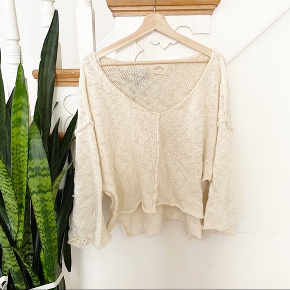 Urban Outfitters Sweaters - Urban Outfitters white oversized crop sweater sz S